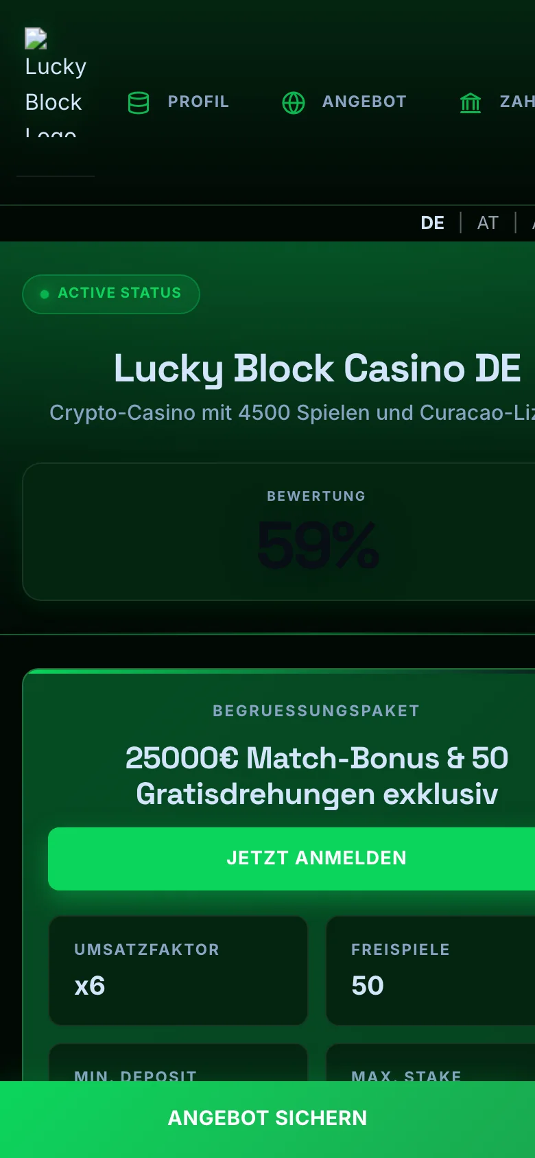 Lucky Block mobile lobby screenshot
